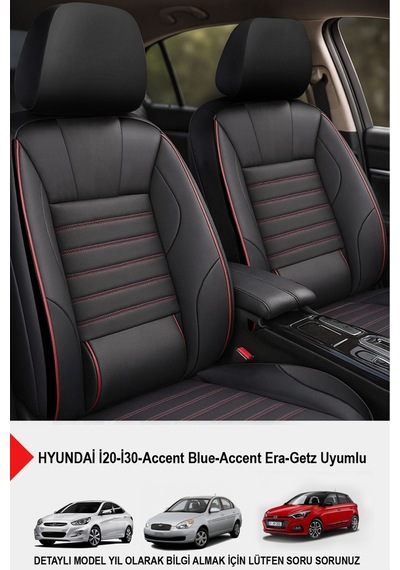 Stone Deri Oto Koltuk Kılıfı - Bel Destekli Hyundai İ20-i30 Accent Blue-era-getz Uyumlu
