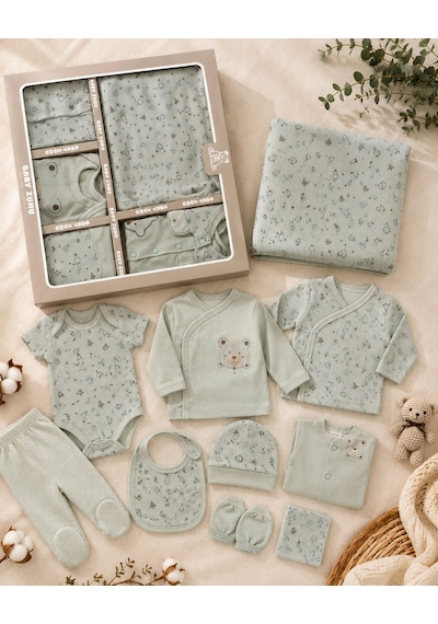 Baby Zuhu Waffle Kumaş Panda Desenli Erkek 10 Lu Hastane Çıkışı 0-3 Aylık -ba3001713 - Yeşil