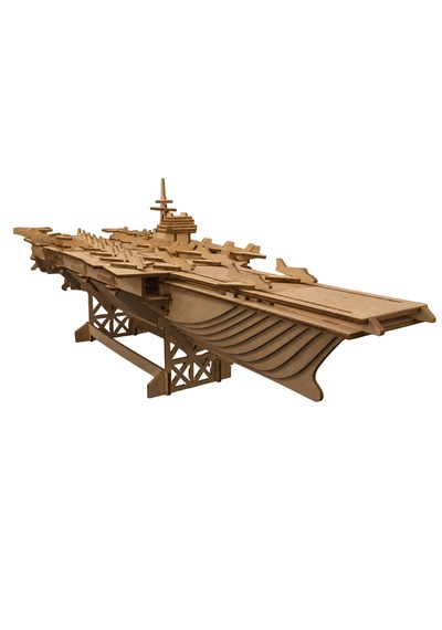 Uçak Gemisi Ahşap Maket Seti Dıy 3d Puzzle Deniz Kuvvetleri Koleksiyoner Modeli 171 Parça