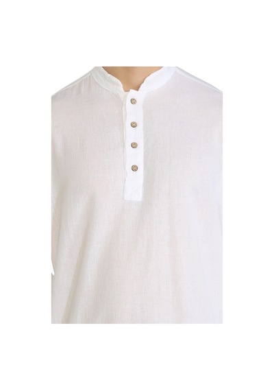 Uzun Kol Şile Bezi Bodrum Erkek T-Shirt Beyaz 9001