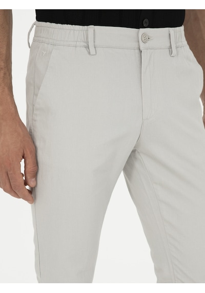 Cacharel Taş Slim Fit Beli Lastikli Kanvas Pantolon Gri