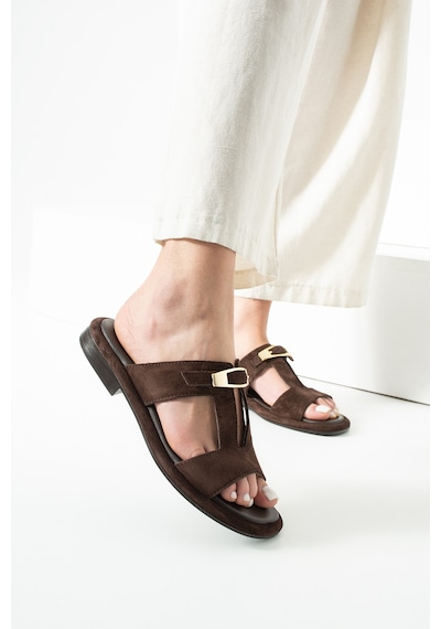 Duxal Shoes Jade Kadın Hakiki Deri Süet Kahverengi Gold Tokalı Terlik Acıkahve Duxal Shoes Jade Kadın Hakiki Deri Süet Kahverengi Gold Tokalı Terlik Acıkahve