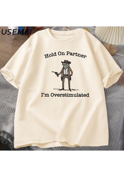 Flood Of Style Partner'a Tut Im Overstimüle T-shirt Rahat Pamuk Kısa Kollu Kovboy Kurbağa Tshirt Unhinged We Haki