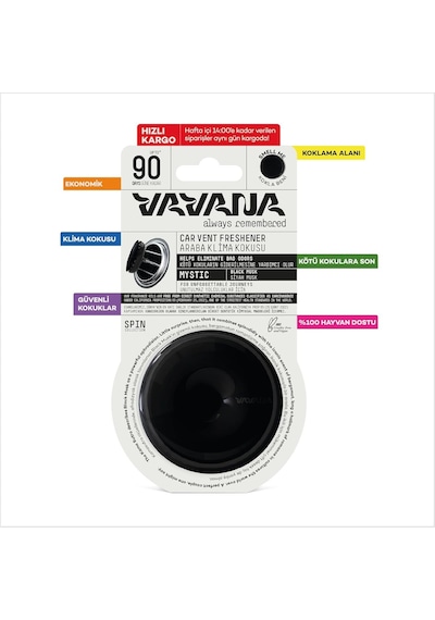 Vavana Spin Araba Klima Kokusu - Profesyonel Otomobil Kokusu / Bpa & Sıvı İçermez / 90 Gün Etkili / 2'li Set Energ