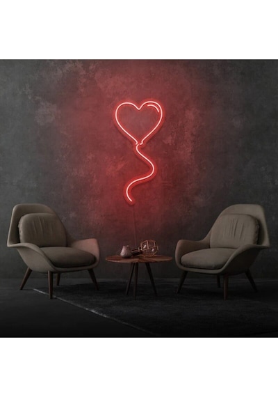 Kalpli Balon Şekilli Neon Tabela Kırmızı
