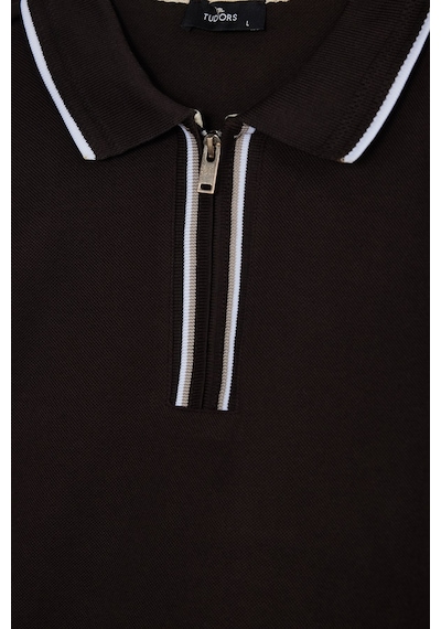 Tudors Erkek Slim Fit Dar Kesim %100 Pamuk Uzun Kollu Fermuarlı Kahverengi Polo Yaka Tişört-52788 Tudors Erkek Slim Fit Dar Kesim %100 Pamuk Uzun Kollu Fermuarlı Kahverengi Polo Yaka Tişört-52788