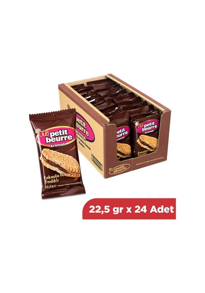 Eti Kakaolu Fındık Kremalı Petibör Bisküvi 22,5 Gr X 24 Adet