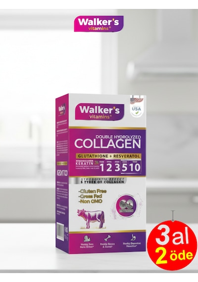 Walker's Vitamins Premium 5 Tip Kolajen Keratin Çinko Bromelain Biotin İçeren Güzellik Saç Cilt Destek Tableti
