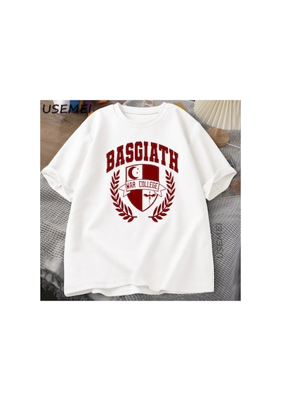 Tarzsokak Dördüncü Kanat Baskılı Tişört Basgiath Savaş Koleji Ejderha Rider Bookish T Shirt Erkek Kadın 2987 Beyaz