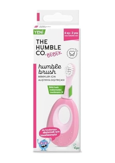 The Humble Co. - Humble Brush Baby Bebekler İçin Alıştırma Diş Fırçası - Pembe Açık Ahşap