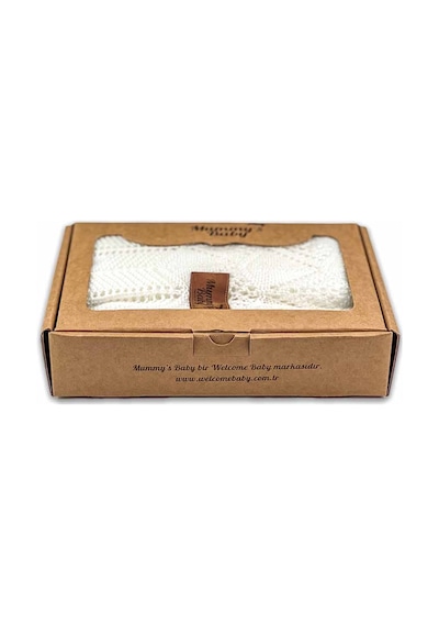 Mummy's Baby Tencel Örgü Dantel Desen Bebek Battaniyesi 80x100 Ekru