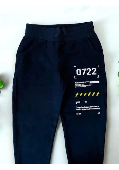 Zekids Erkek Çocuk Run Your City Yazılı Eşofman Alt-14208 Lacivert