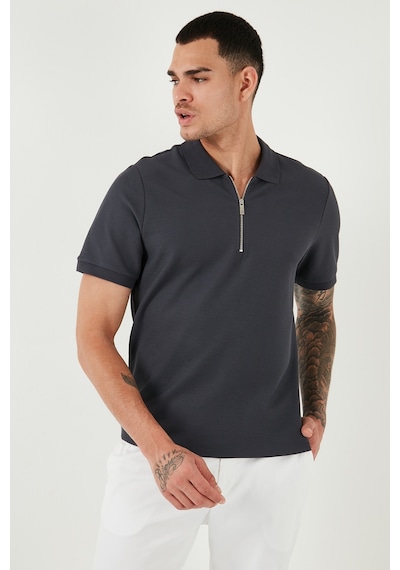 Buratti Pamuklu Regular Fit Fermuarlı Erkek Polo Yaka T Shirt 5902434 Antrasit