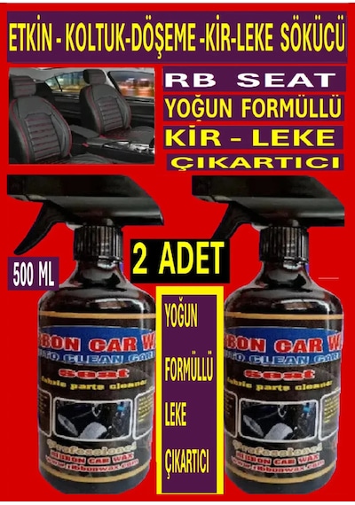 2 Adet Rb Seat Koltuk-döşeme Kumaş Genel Temizleyici ,- Etkin Leke Çıkartıcı 500 Ml