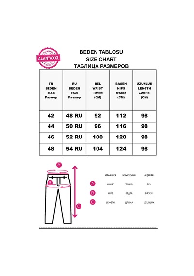 Trieste Büyük Beden Baskılı Yırtık Detaylı Dar Paça Kadın Pantolon Mavi