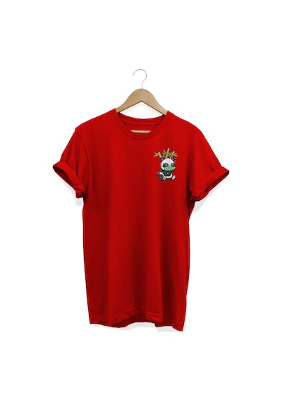 Panda Baskılı Kırmızı T-shirt kırmızı