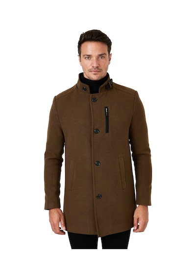 Buratti Slim Fit Düğmeli Dik Yaka Kaşe Erkek Kaban 5840099 Taba