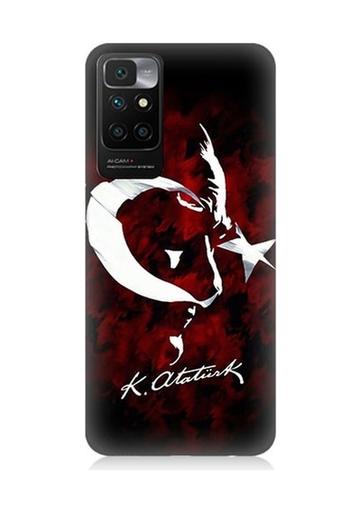 Xiaomi Redmi 10 Uyumlu Bayrak Ve Atatürk İmza Desenli Silikon Kılıf
