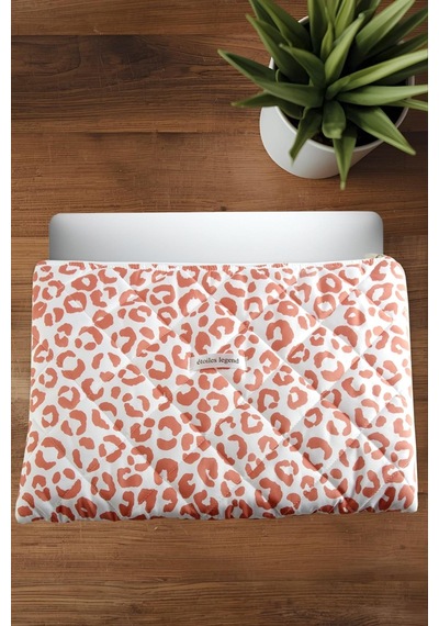 Takçalıştır Leopar Desenli Labtop Bilgisayar Çantası 15 16 İnç Yavruağzı