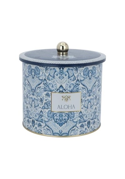 Evle-azulejos Desenli Erzak Saklama Kabı - Metal Saklama Kabı 17,5 Cm X 15,5 Cm Azulejos Aloha