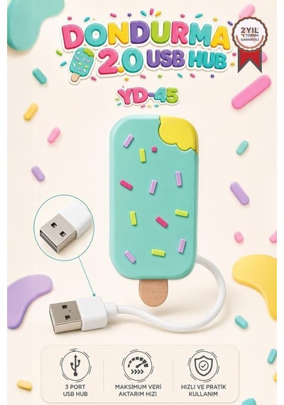 Özel Seri Dondurma Usb Hub Dağıtıcı Yd45 Su Yeşili Masaüstü Büro Çalışma