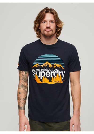 Superdry Bisiklet Yaka Baskılı Lacivert Erkek T-shirt M1011911a98t Great Outdoors Nr Grap