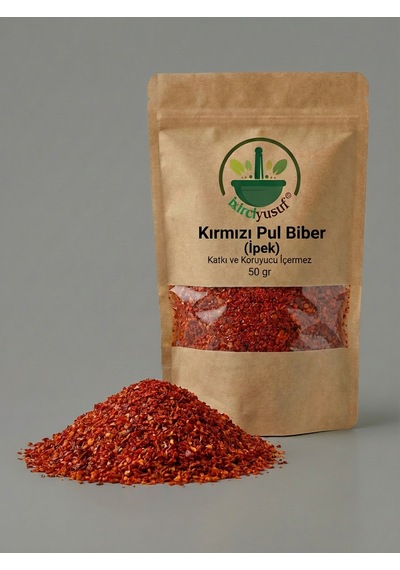 İxirciyusuf Kırmızı Pul Biber Maraş İpek Pul Biber Tatlı Pul Biber Red Pepper Flakes Capsicum Annuum Doğal Baharat 50 G