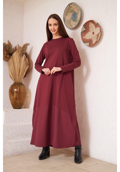 Darlin Moda Bordo Uzun Kollu Eteği Poplin Detaylı Maxi Boy Elbise DM4640 Darlin Moda Bordo Uzun Kollu Eteği Poplin Detaylı Maxi Boy Elbise DM4640