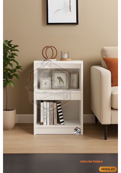 Tamamı Mdf Modern Bölmeli 2 Raflı Bazalı Kitaplık