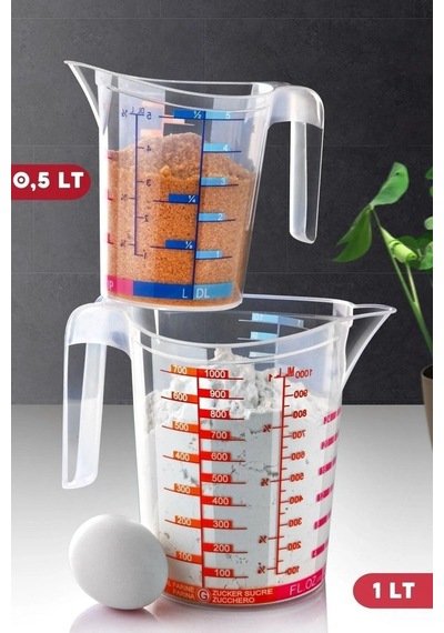 2'li Set Çok Ölçekli Multi Ölçü Kabı X1-1 Lt / X1-0,5 Lt Ndy Diğer