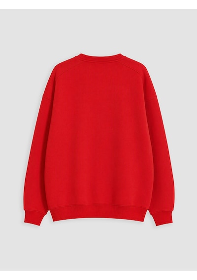 Lcw Everyday Kırmızı Oversize Kadın Kalın Sweatshirt