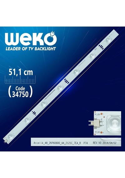 Arcelık 48 Zkp60600 Aa 2121c 7ea R P74 Rev.v0 - 51.1 Cm 7 Ledli - Wk-51 Led Tv Bar
