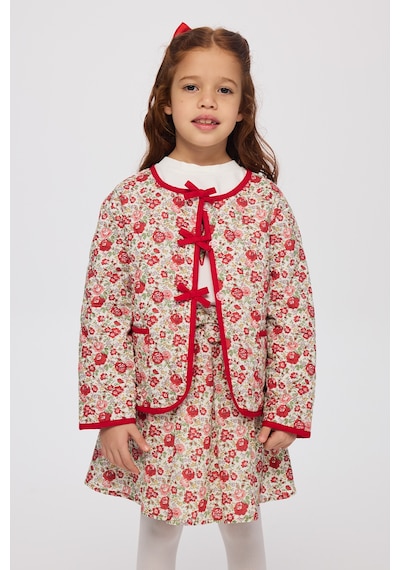 Panço Liberty Kumaş Çiçek Desenli Kız Çocuk Ceket Kırmızı