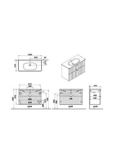 VitrA Root Groove Iki Çekmeceli Lavabo Dolabı 100 Cm Mat Gri 69459 Çok Renkli VitrA Root Groove Iki Çekmeceli Lavabo Dolabı 100 Cm Mat Gri 69459 Çok Renkli