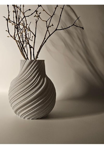 Modern Dalgalı Tasarım Dekoratif Vazo 3d Baskı Minimalist Masa Üstü Çiçeklik Beyaz Beyaz Diğer