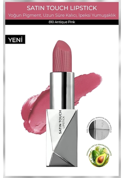 Uzun Süre Kalıcı Nemlendirici Pürüzsüz Etkili Yarı Mat Ruj Satin Touch Lipstick 810 Antique Pink Çok Renkli Uzun Süre Kalıcı Nemlendirici Pürüzsüz Etkili Yarı Mat Ruj Satin Touch Lipstick 810 Antique Pink Çok Renkli