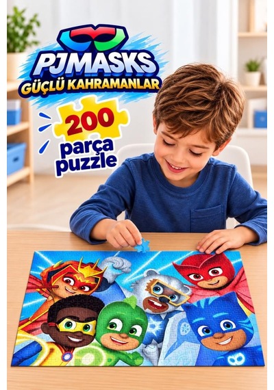 200 Parça Pj Masks Puzzle Güçlü Kahramanlar Temalı 33 X 48 Cm Renkli Ve Eğlenceli Puzzle