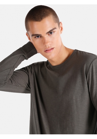 Colin's Colins Regular Fit Bisiklet Yaka Basic Yeşil Erkek Uzun Kol Tişört Cl1065872 Haki