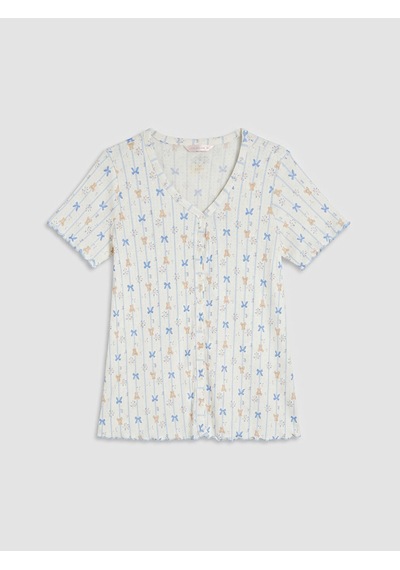 Lcw Dream Ekru V Yaka Baskılı Hamile Pijama Takımı Lcw Dream Ekru V Yaka Baskılı Hamile Pijama Takımı