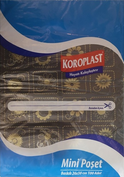 Çiçek Baskılı Orta Boy Hışır Poşet 26X38Cm 100 Adet