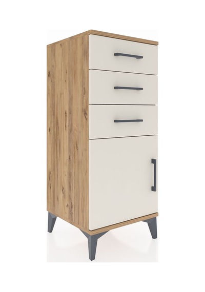 Hyperion Komodin Tek Raflı 3 Çekmeceli Tek Kapaklı 44x44x106 ... Çam