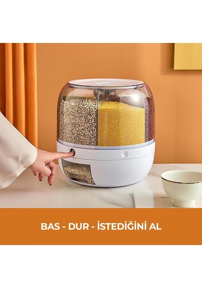 Bakliyat Organizeri, Bakliyat Saklama Kabı, 6 Kg Kapasiteli Styles Gıda Ve Bakliyat Saklama Kabı 6 Gözlü 6kg