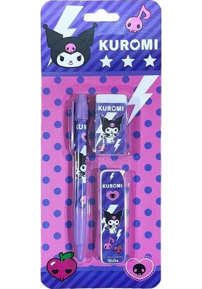 Kuromi Kirtasiye Seti Versatil Kalem 0.5 Mm + Silgi + Uç Çok Renkli