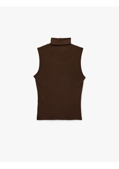 Koton Slim Fit Kolsuz Dik Yaka Viskon Bluz Kahverengi 6sak70005pk Kahve