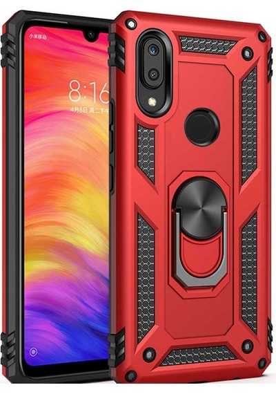 Huawei Y7 Prime 2019 Kılıf Tank Zırh Yüzüklü Mıknatıslı Standlı Kapak Vega