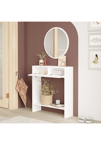 Yurudesign Larris Aynalı Dresuar 2 Kapaklı Beyaz LR1-W Beyaz