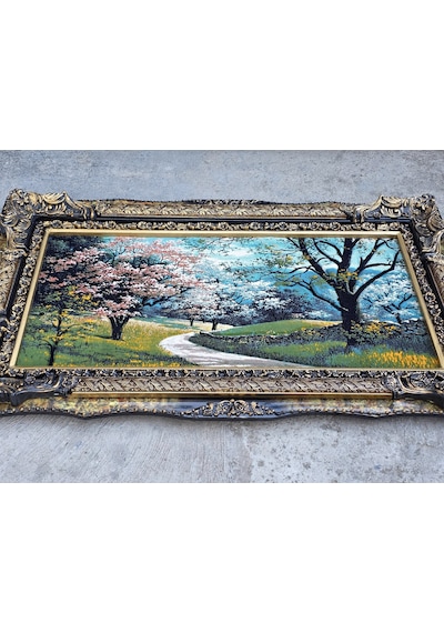 Pembe Yol Adlı İran Tebriz Halı Tablo 123x75cm - Duvar Halı Kilim Tablo