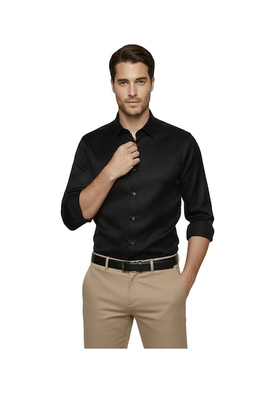 Deepsea Siyah Slim Fit Erkek Gömlek Kolay Ütülenen Nefes Alan Kumaş, Dört Mevsim Şıklık 2608515 Siyah Deepsea Siyah Slim Fit Erkek Gömlek Kolay Ütülenen Nefes Alan Kumaş, Dört Mevsim Şıklık 2608515 Siyah
