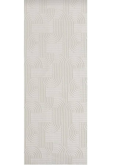 Krem Modern Desenli Kaymaz Tabanlı Rulo Yolluk Halı 3017n11