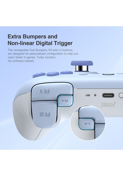 Ultimate 2c Bluetooth Controller For Switch 2, Switch/oled/lite, Hall Effect Joysticks, Non-linear Digital Triggers, Remappable L4/r4 Bumpers, 6-axis Motion, Rumble Vibration Blue